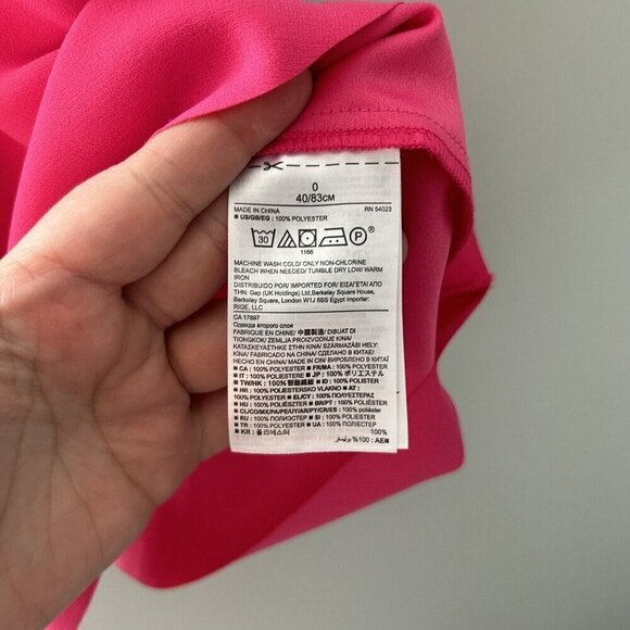 Banana Republic Drop Waist Dress Womens Barbie Pink Flounce Hem Size 0 - Picture 4 of 8